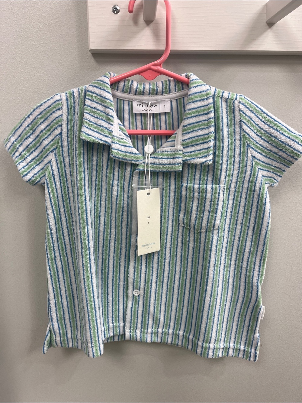 Minnow tamarin Striped Terry Polo Shirt - Blue & Green